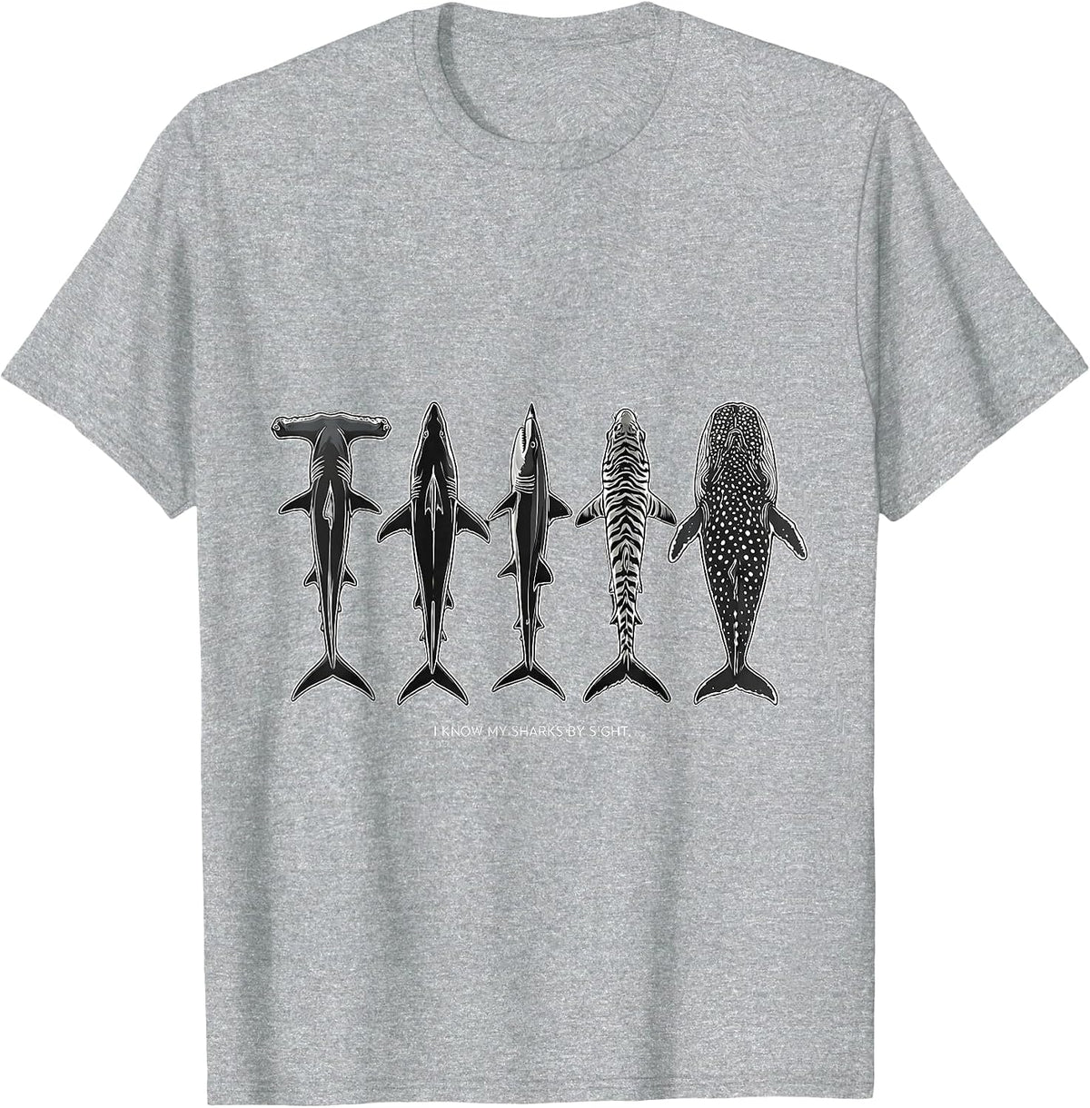 Men's I Know My Sharks By Sight Funny Shark Lover Ocean Wildlife T-Shirt - Heather Grey