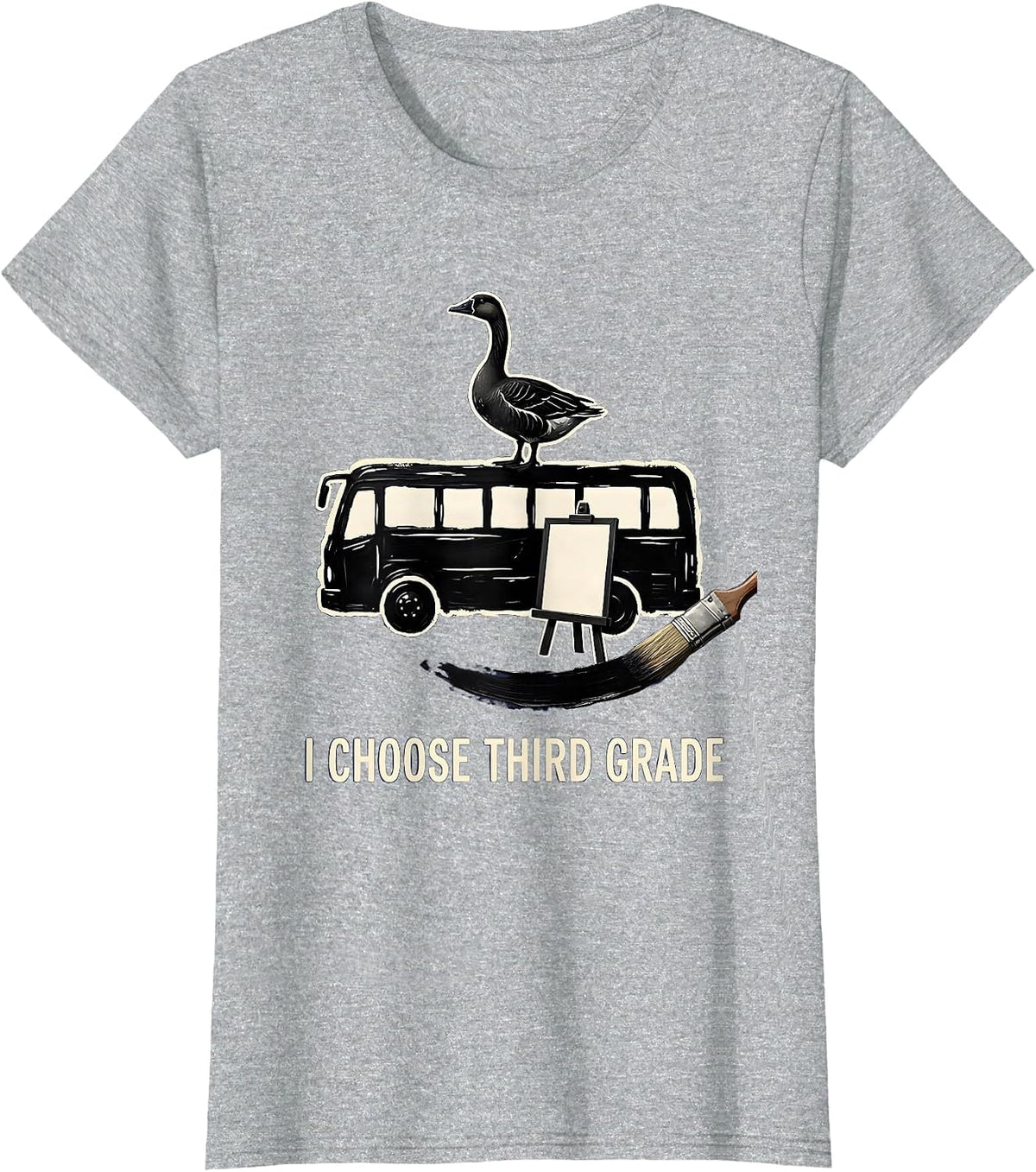 Women's I Choose Third Grade Cute Goose Teacher Back To School T-Shirt - Heather Grey