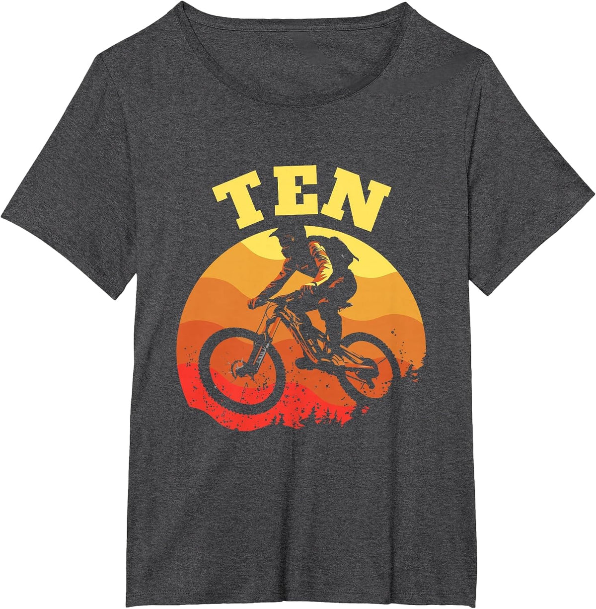 Turning 10 Mountain Bike Theme BMX Lover 10th Birthday Vibes T-Shirt - Dark Heather Grey