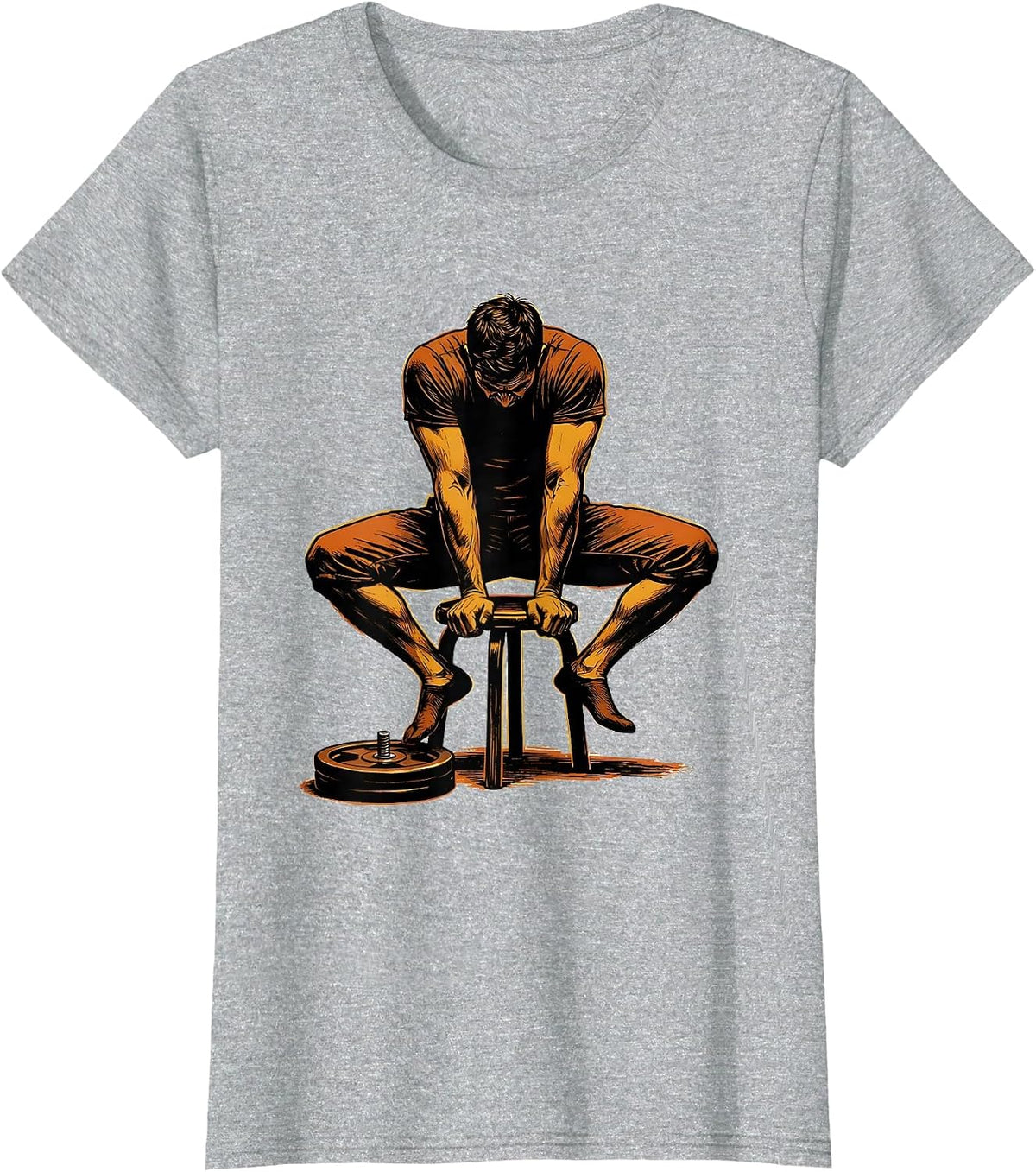 Women's Low Stomp Weight Plate Gym Humor Fitness T-Shirt - Heather Grey