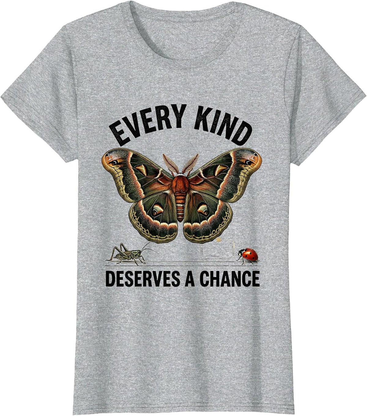 Every Kind Deserves A Chance Vintage Bug Lover Entomology T-Shirt - Heather Grey