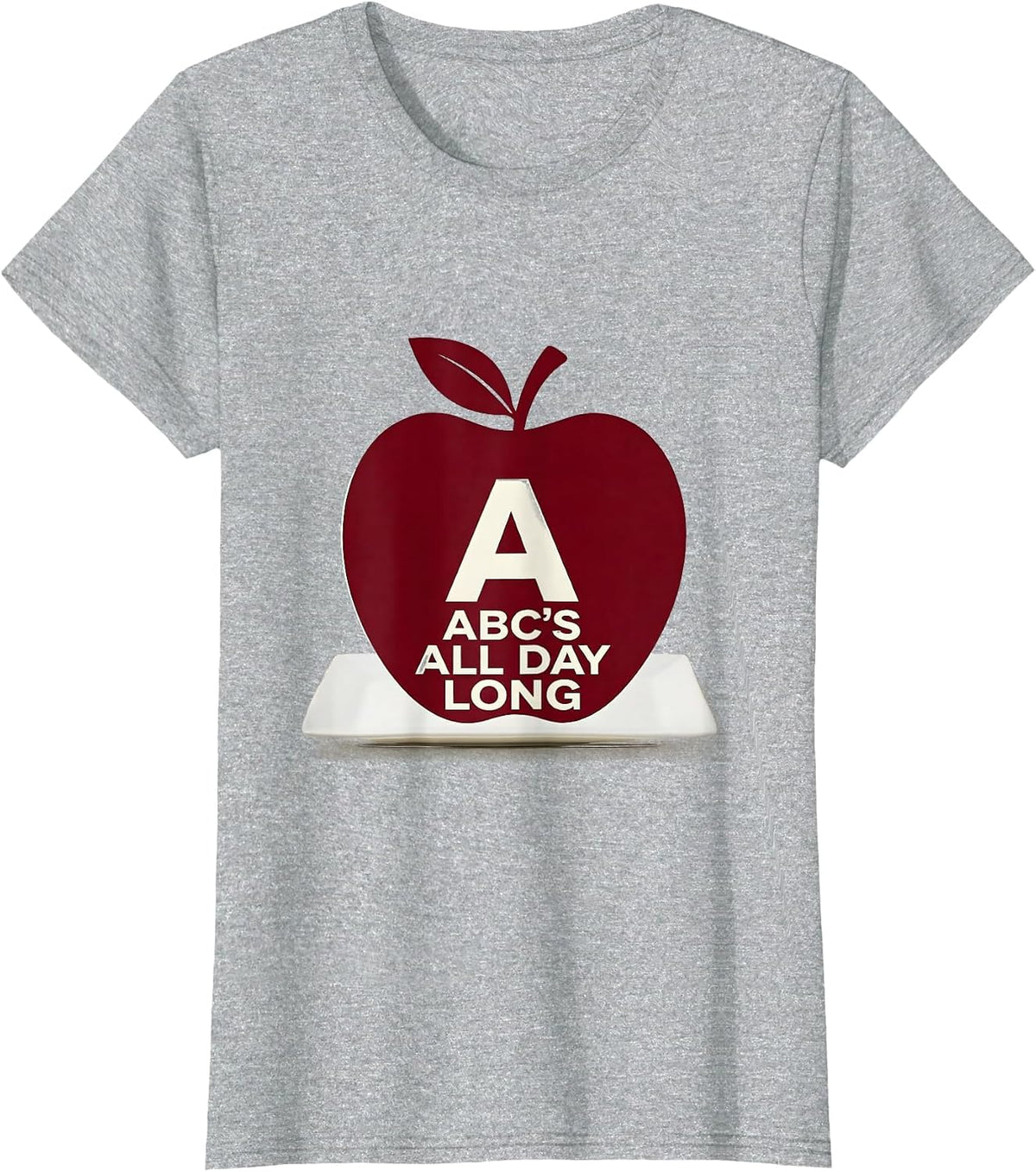 ABCs All Day Long Elementary Teacher Design T-Shirt - Heather Grey