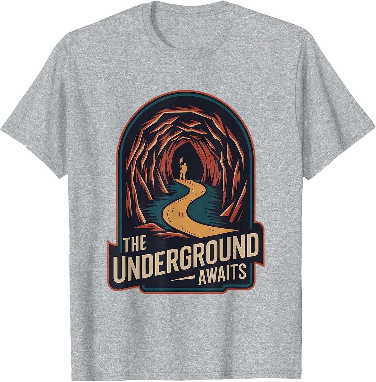 Caving Spelunking Exploring Caves Speleology T-Shirt - Heather Grey