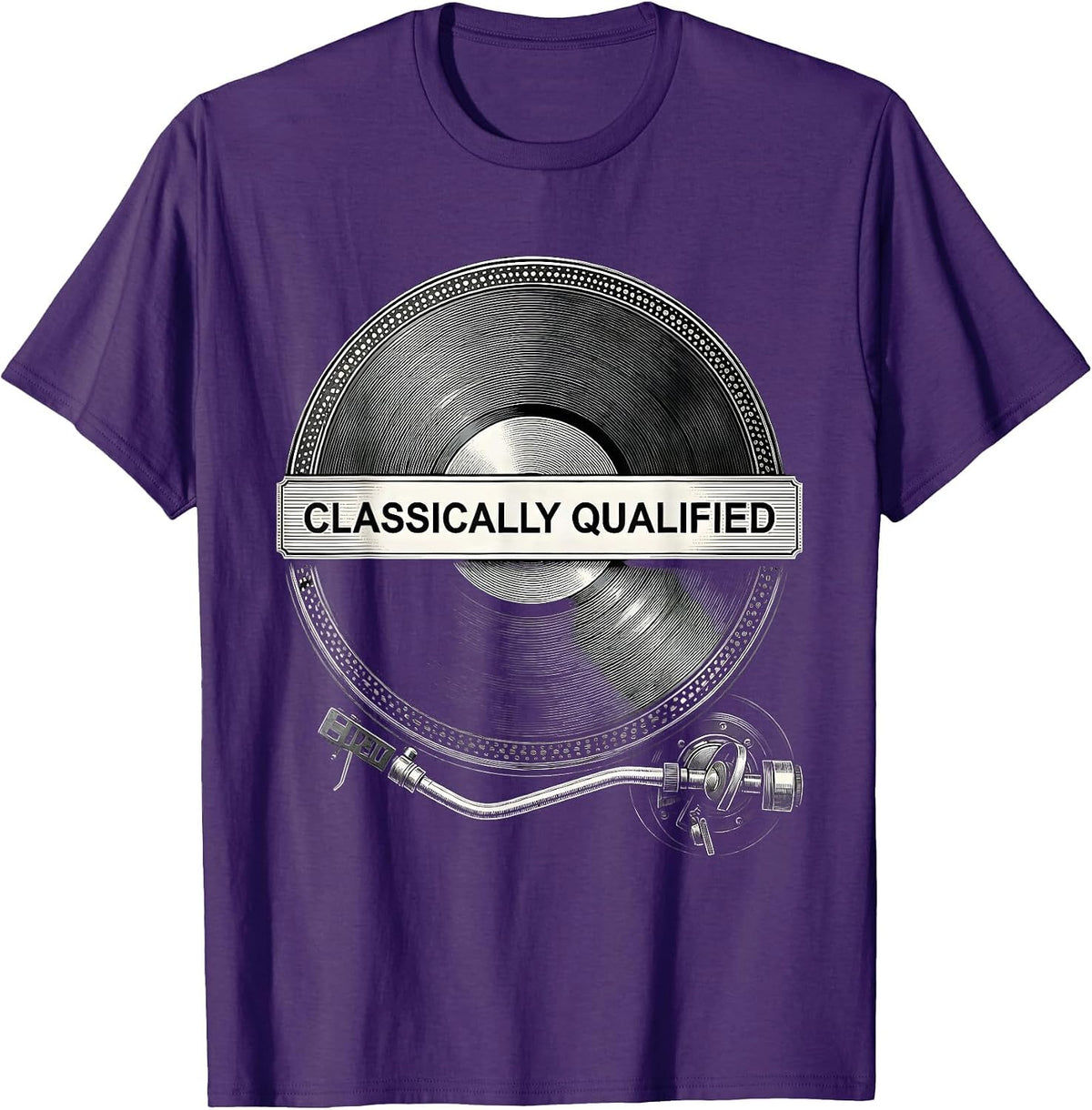 Men's Classically Qualified Retro Tech Analog Enthusiast Humor T-Shirt - Purple