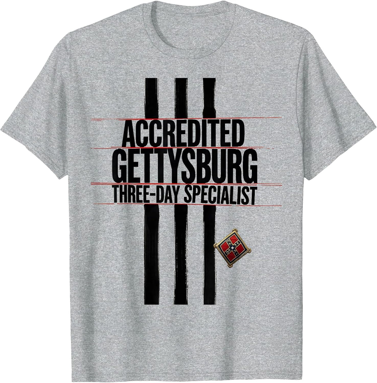 Men's Accredited Gettysburg Three-Day Specialist History Buff T-Shirt - Heather Grey