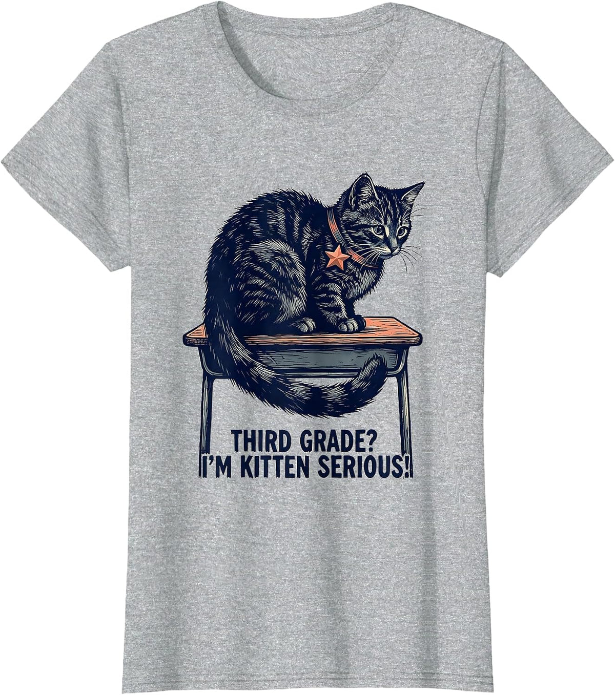 Third Grade? I’m Kitten Serious! Cute Cat Back To School T-Shirt - Heather Grey