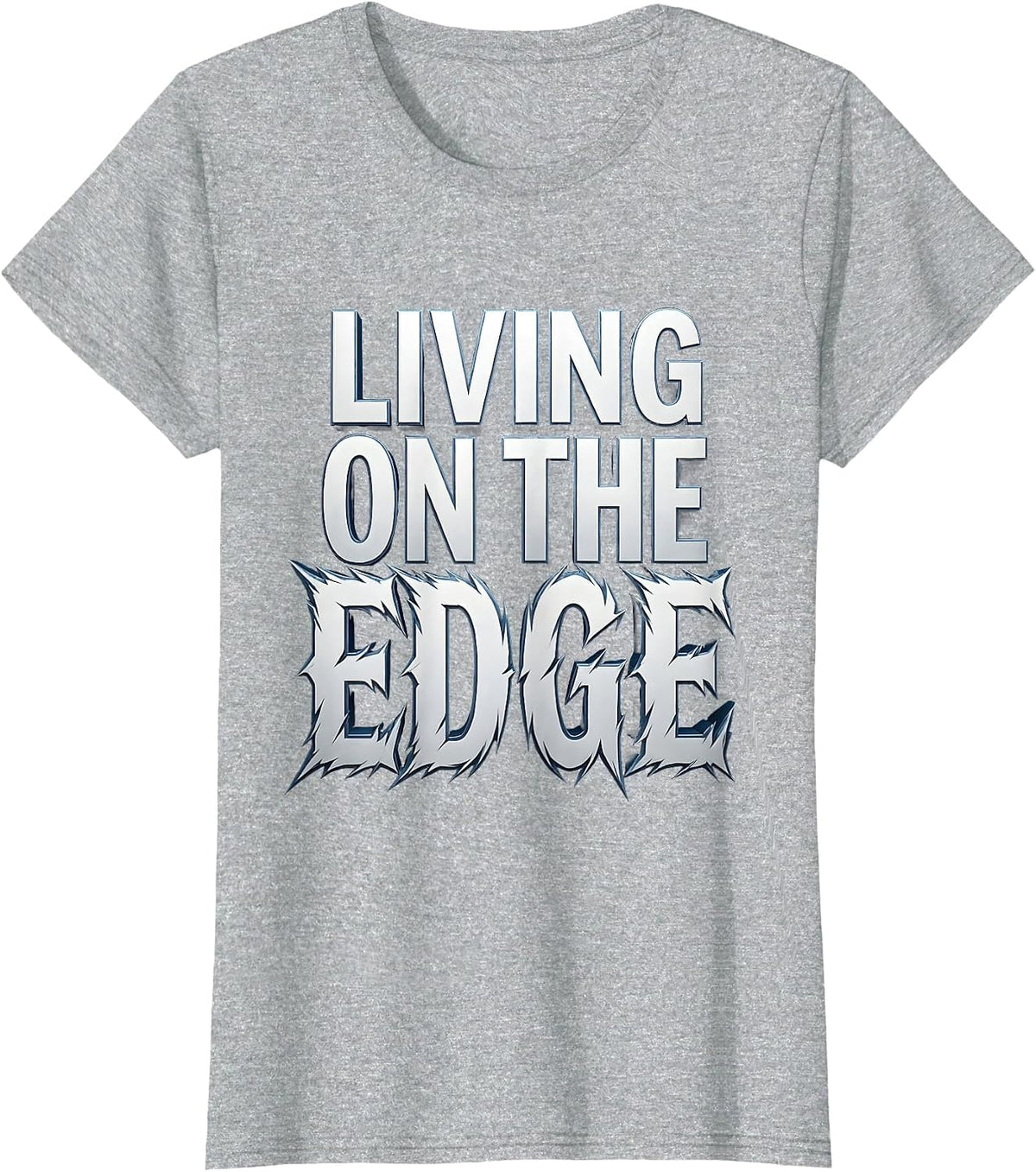 Living on the Edge Bold Shark Graphic Design T-Shirt - Heather Grey