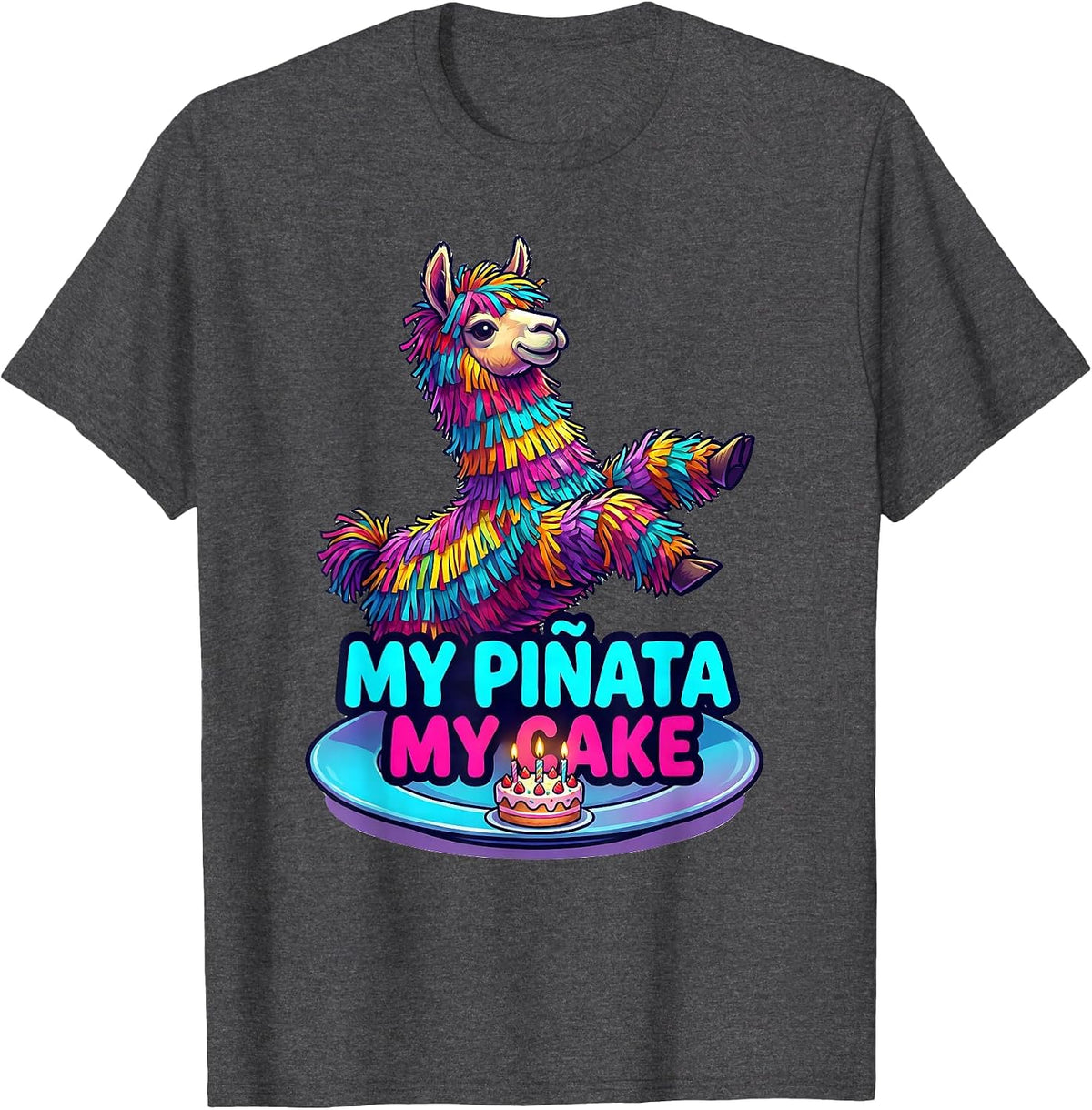 My Piñata My Cake Funny Llama Pinata Gamer Birthday Boy T-Shirt - Dark Heather Grey