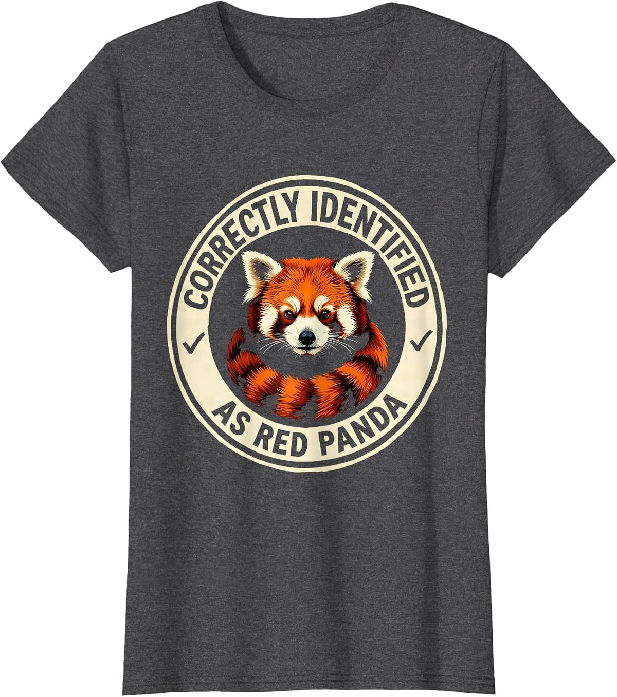 Women's Correctly Identified As Red Panda Funny Panda Lover Animal T-Shirt - Dark Heather Grey