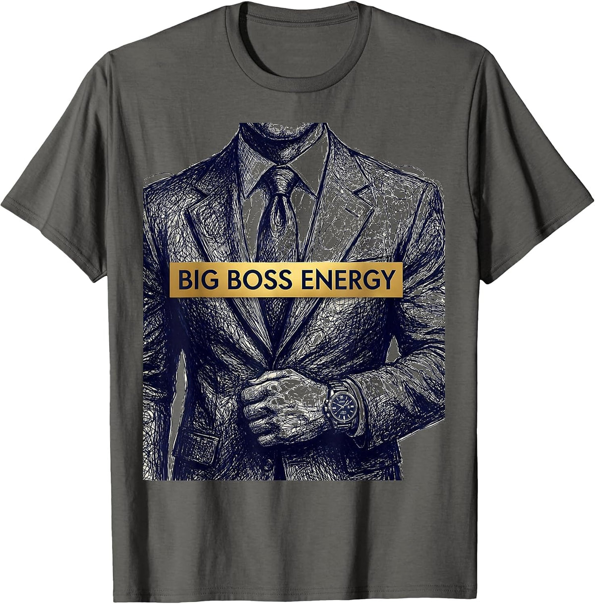 Big Boss Energy Bold Graphic Design T-Shirt - Asphalt Grey