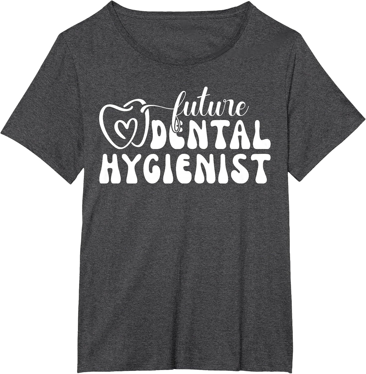 Cute Future Dental Hygienist Heart T-Shirt - Dark Heather Grey