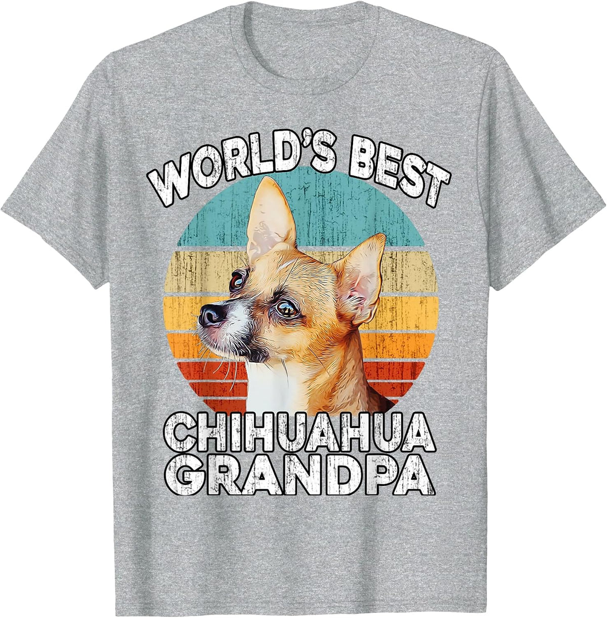 Chihuahua Grandpa Funny World's Best Chihuahua Grandpa Retro T-Shirt - Heather Grey