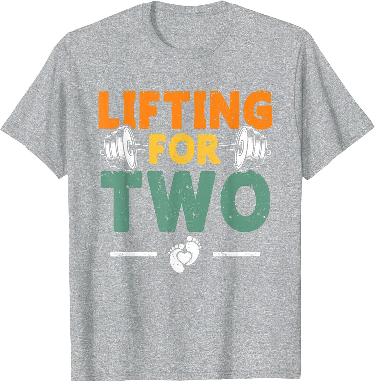 Pregnancy Lifting for Two Funny Weightlifter T-Shirt - Heather Grey