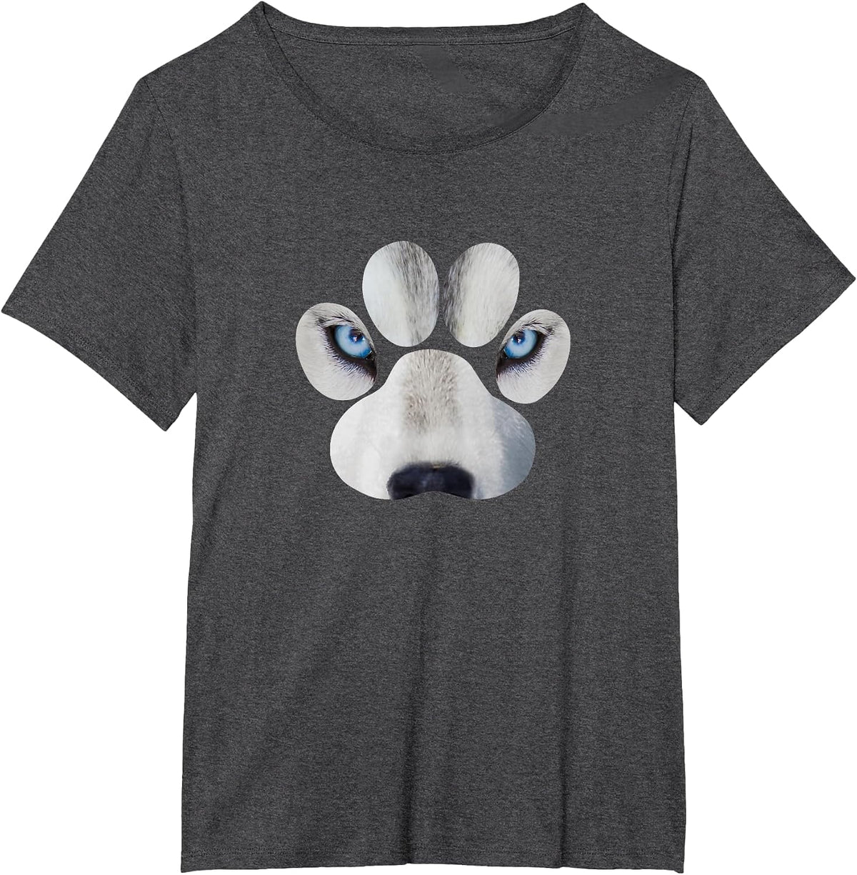 Siberian Husky Eyes Awesome Cute Huskies Paw Face T-Shirt - Dark Heather Grey