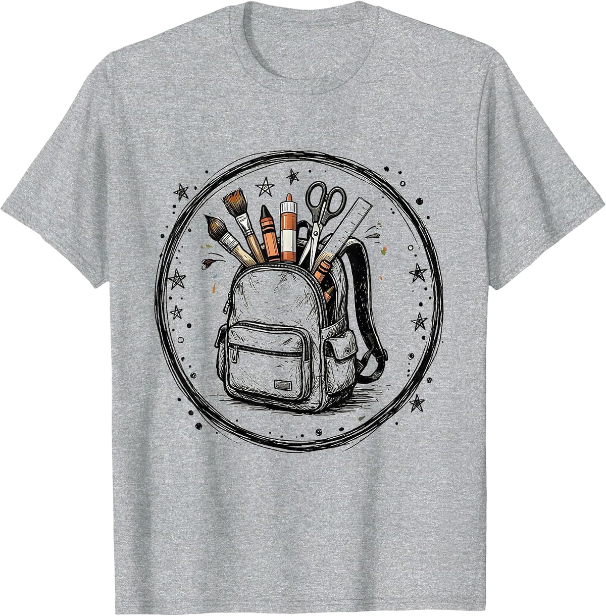Men's Preschool Teacher Art Supply Backpack Graphic T-Shirt - Heather Grey