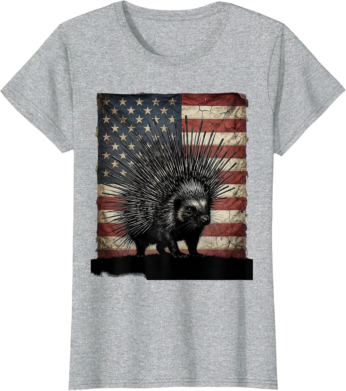 2nd Amendment Porcupine Rifle Quills Graphic T-Shirt - Heather Grey