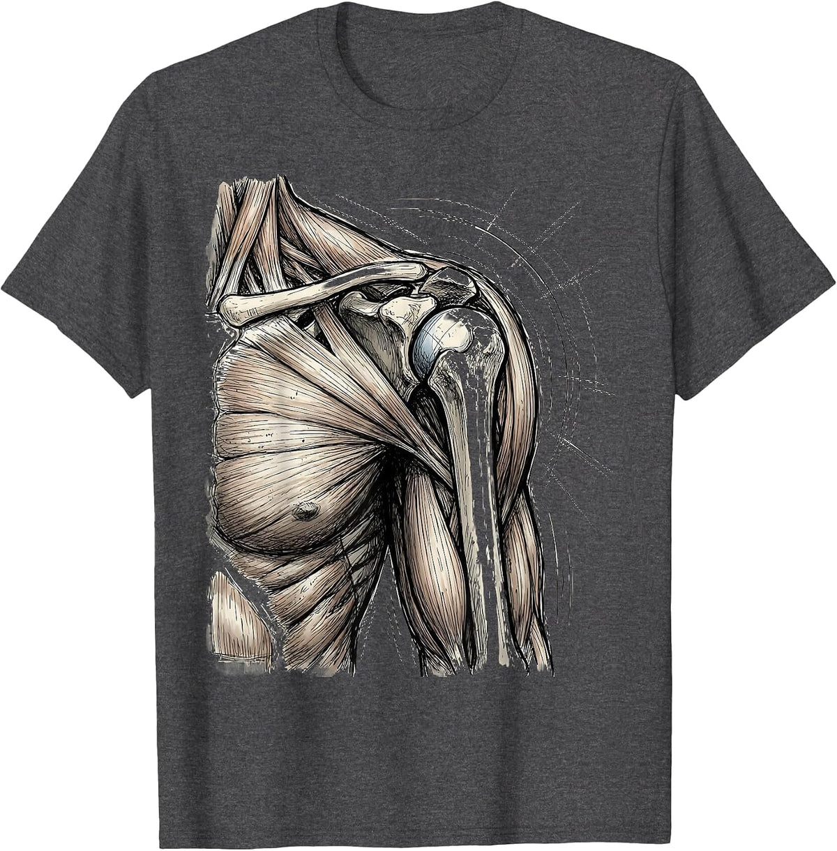 Anatomical Shoulder Motion Lines Physical Therapy T-Shirt - Dark Heather Grey