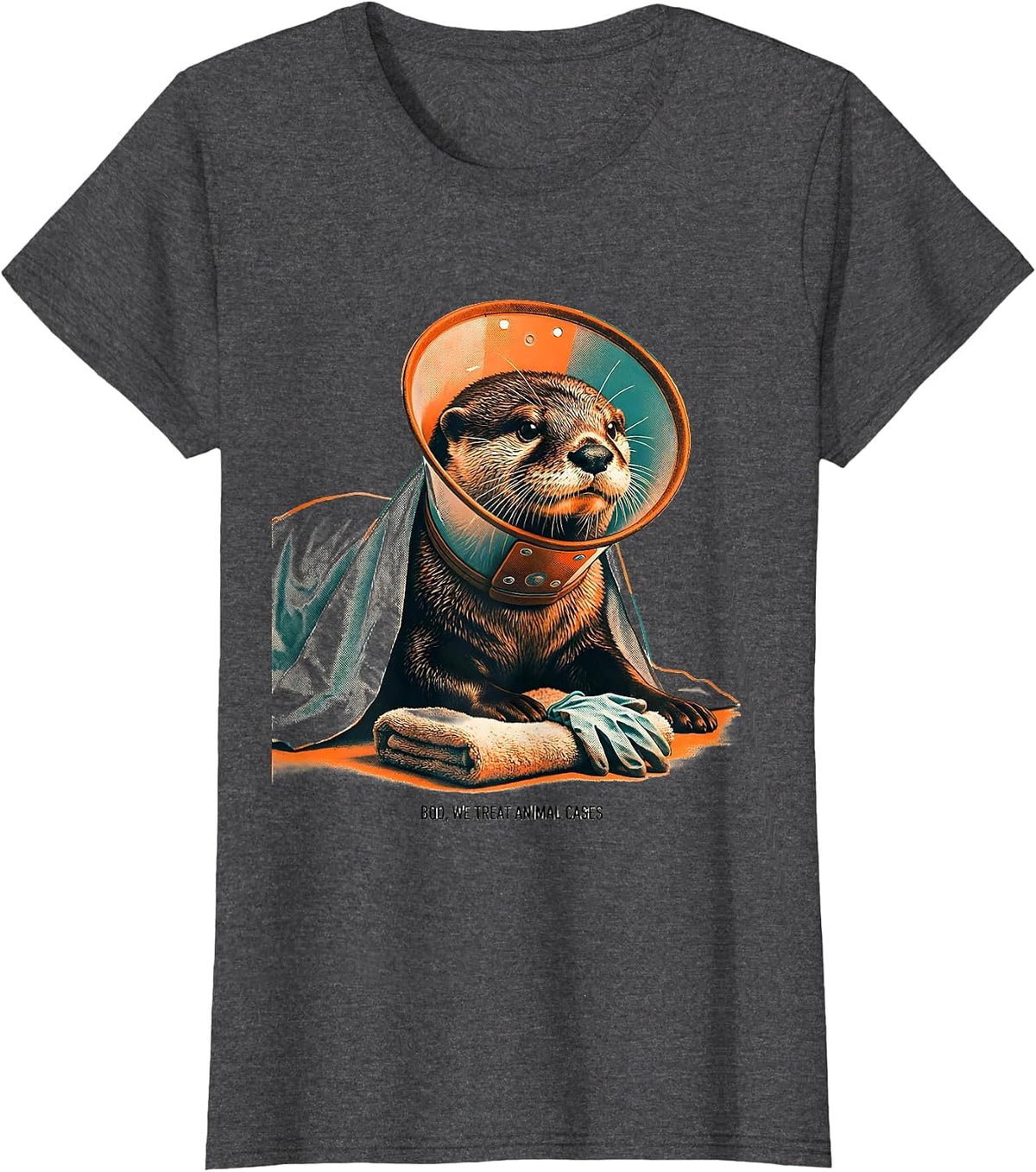 Women's Boo We Treat Animal Cases Funny Vet Tech Halloween Workplace T-Shirt - Dark Heather Grey