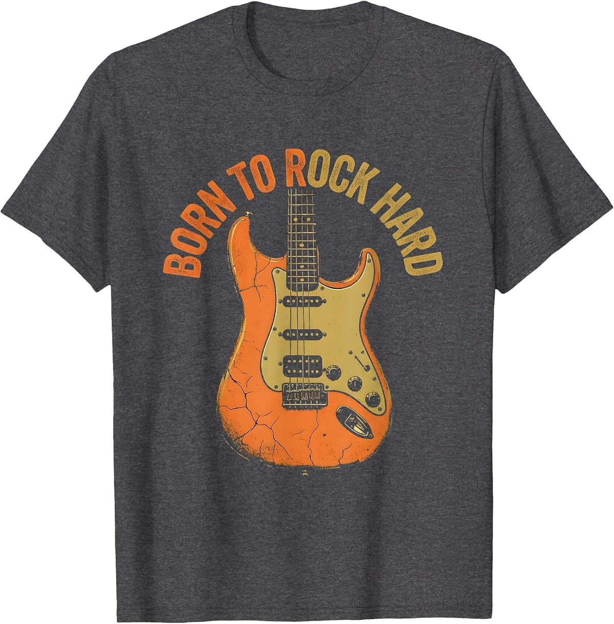 Born to Rock Hard Vintage Band Graphic Design T-Shirt - Dark Heather Grey