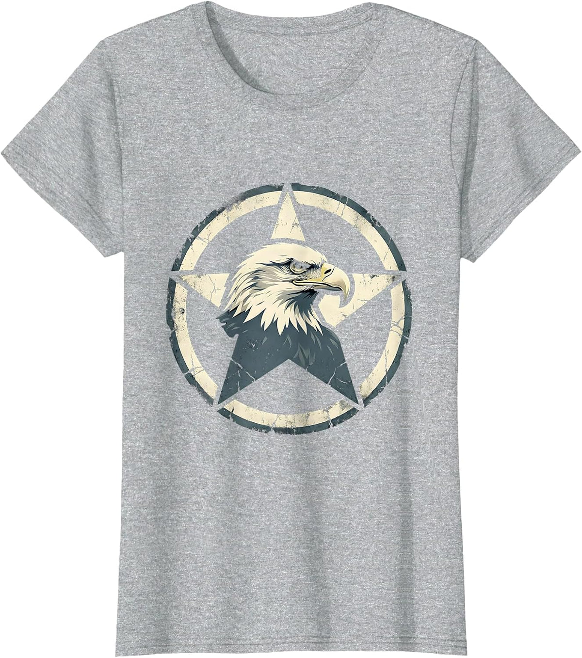 Women's Bald Eagle Star Patriotic American Pride Design T-Shirt - Heather Grey