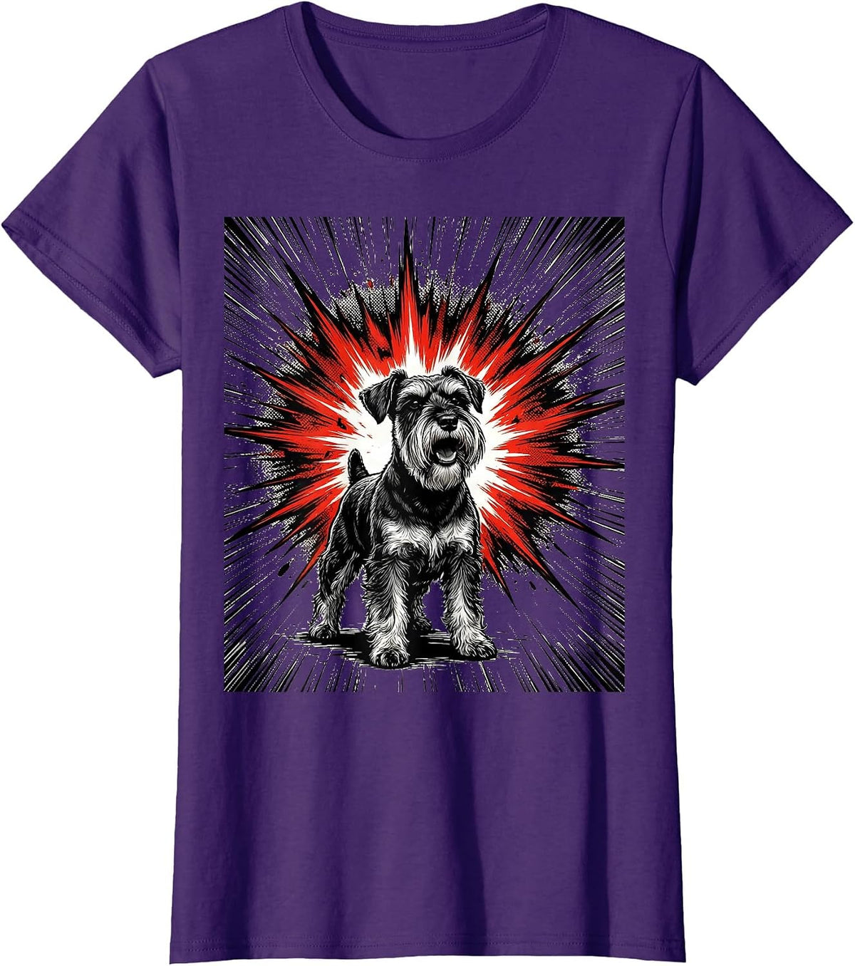 Women's Miniature Schnauzer Comic Book Dog Lover Gift T-Shirt - Purple