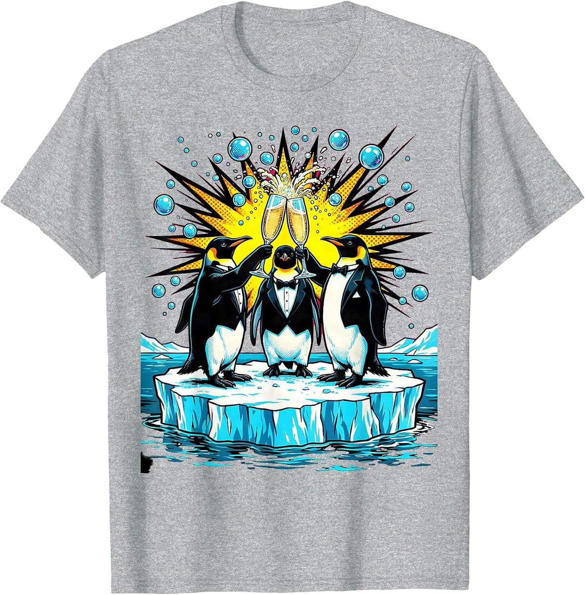 Men's Birthday Squad Penguin Celebration Iceberg Design T-Shirt - Heather Grey