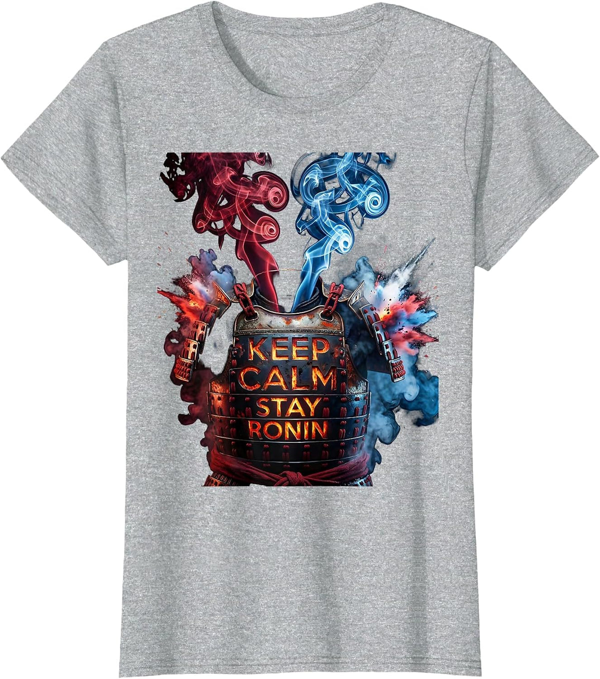 Keep Calm Stay Ronin Japanese Warrior Design T-Shirt - Heather Grey