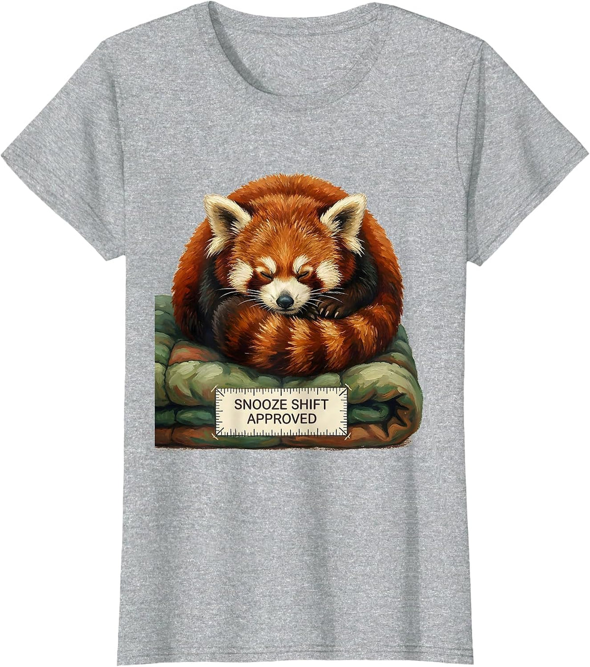 Women's Snooze Shift, Approved Funny Red Panda Animal Lover Gift T-Shirt - Heather Grey