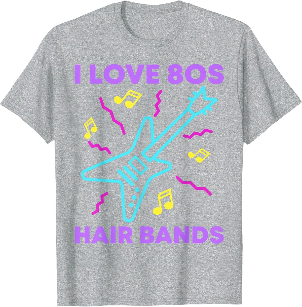 I Love 80s Hair Bands Shirt Funny Rock Band Heavy Metal Fan T-Shirt - Heather Grey