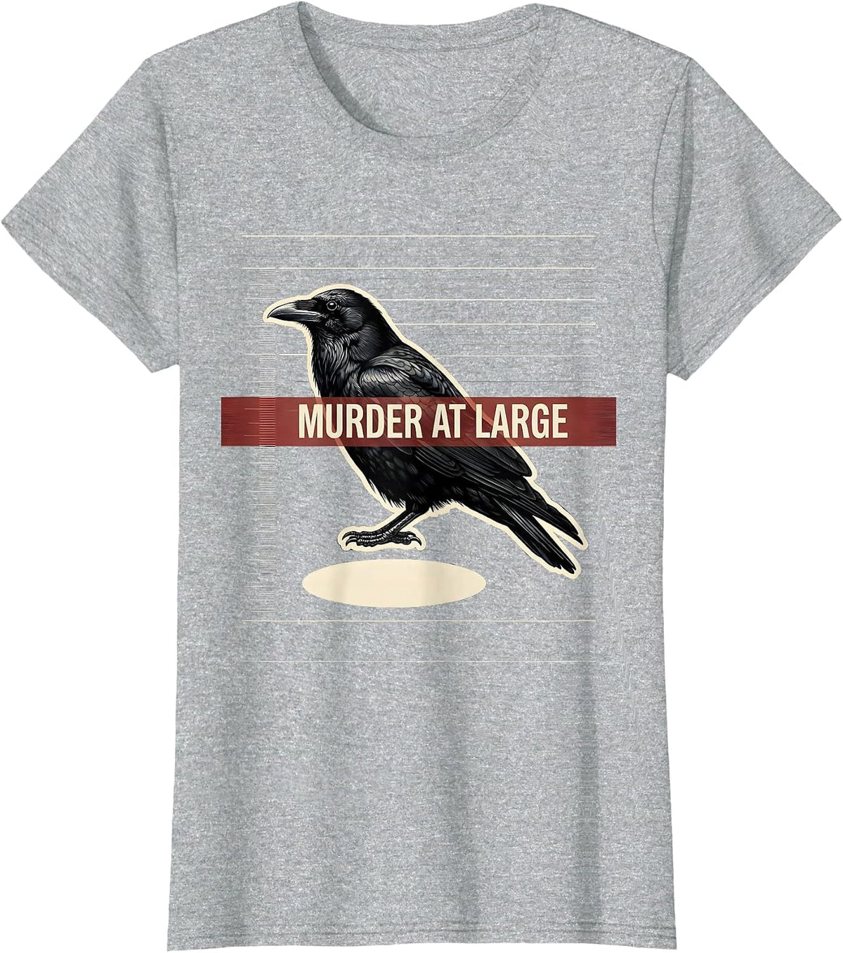 Murder At Large Minimalist Crow Raven Gothic Humor T-Shirt - Heather Grey