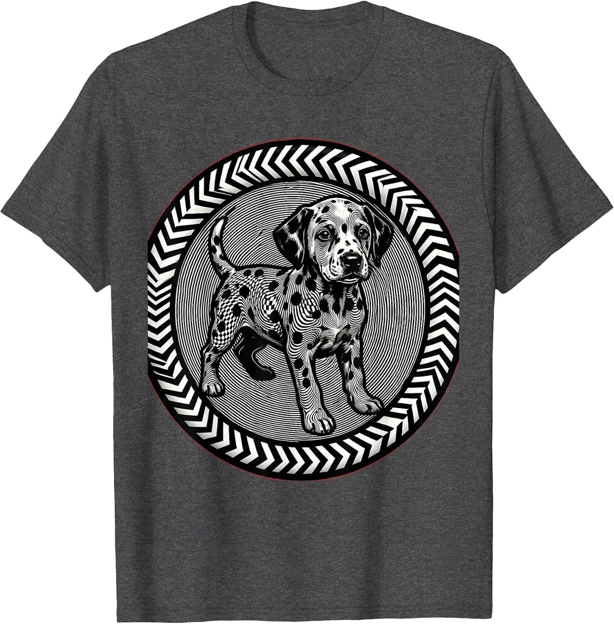 Dalmatian Puppy Rolling in Paint Polka Dots T-Shirt - Dark Heather Grey