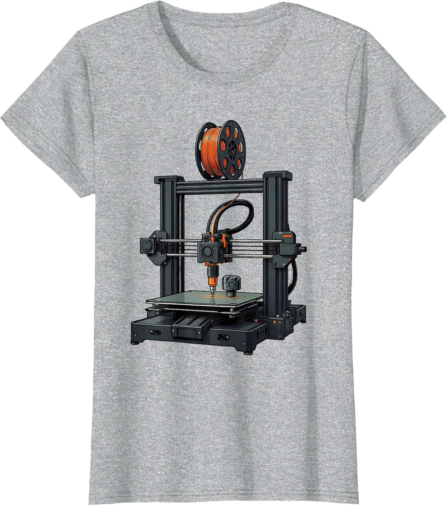 Exploded 3D Printer Geek Humor Vintage Retro T-Shirt - Heather Grey