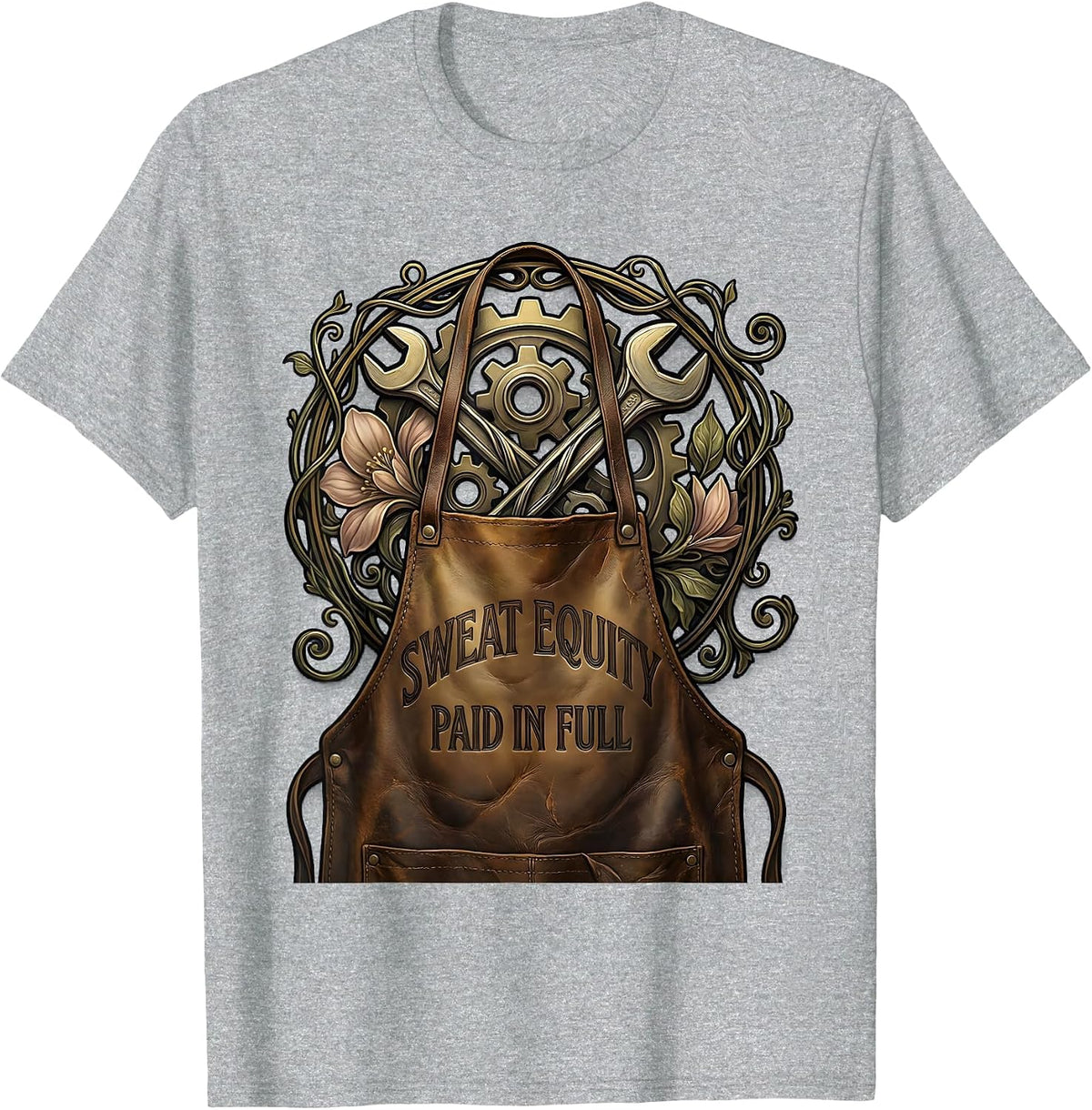 Men's Sweat Equity Paid In Full Blue Collar Design T-Shirt - Heather Grey