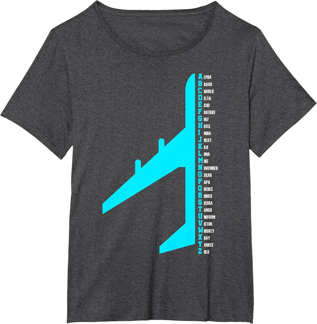 Phonetic Alphabet Pilot Airplane Funny Aviator Lover T-Shirt - Dark Heather Grey