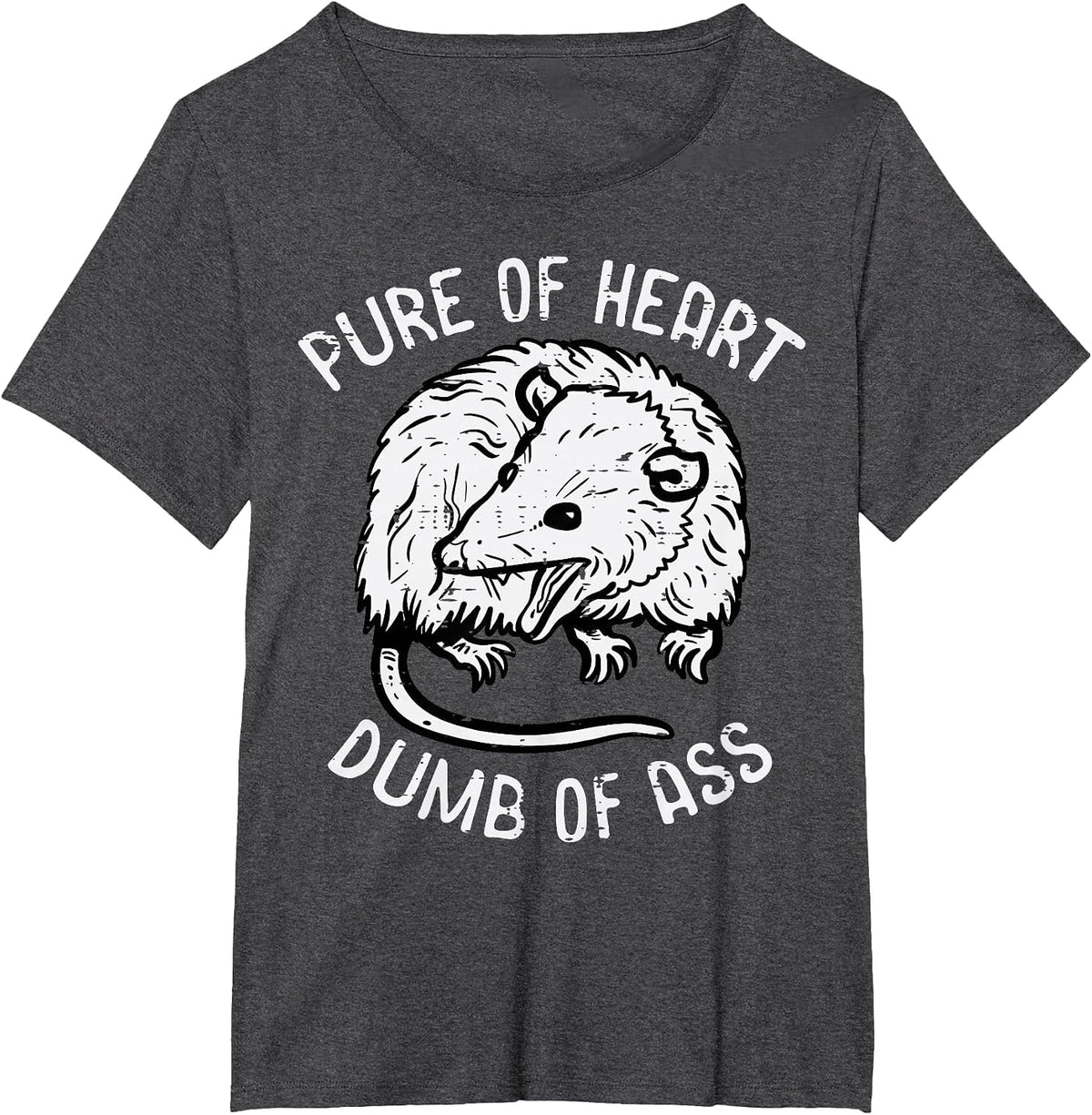 Opossum Pure of Heart Fun Possum Street Cat Trash Men Women T-Shirt - Dark Heather Grey
