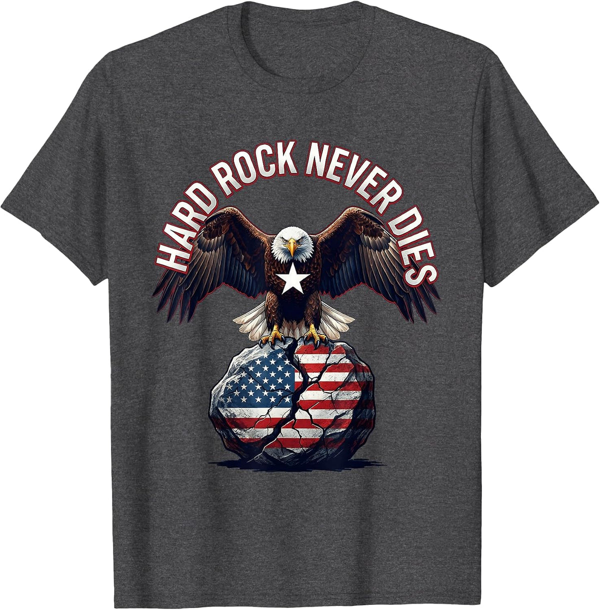 Hard Rock Never Dies Bold Rock Men Design T-Shirt - Dark Heather Grey