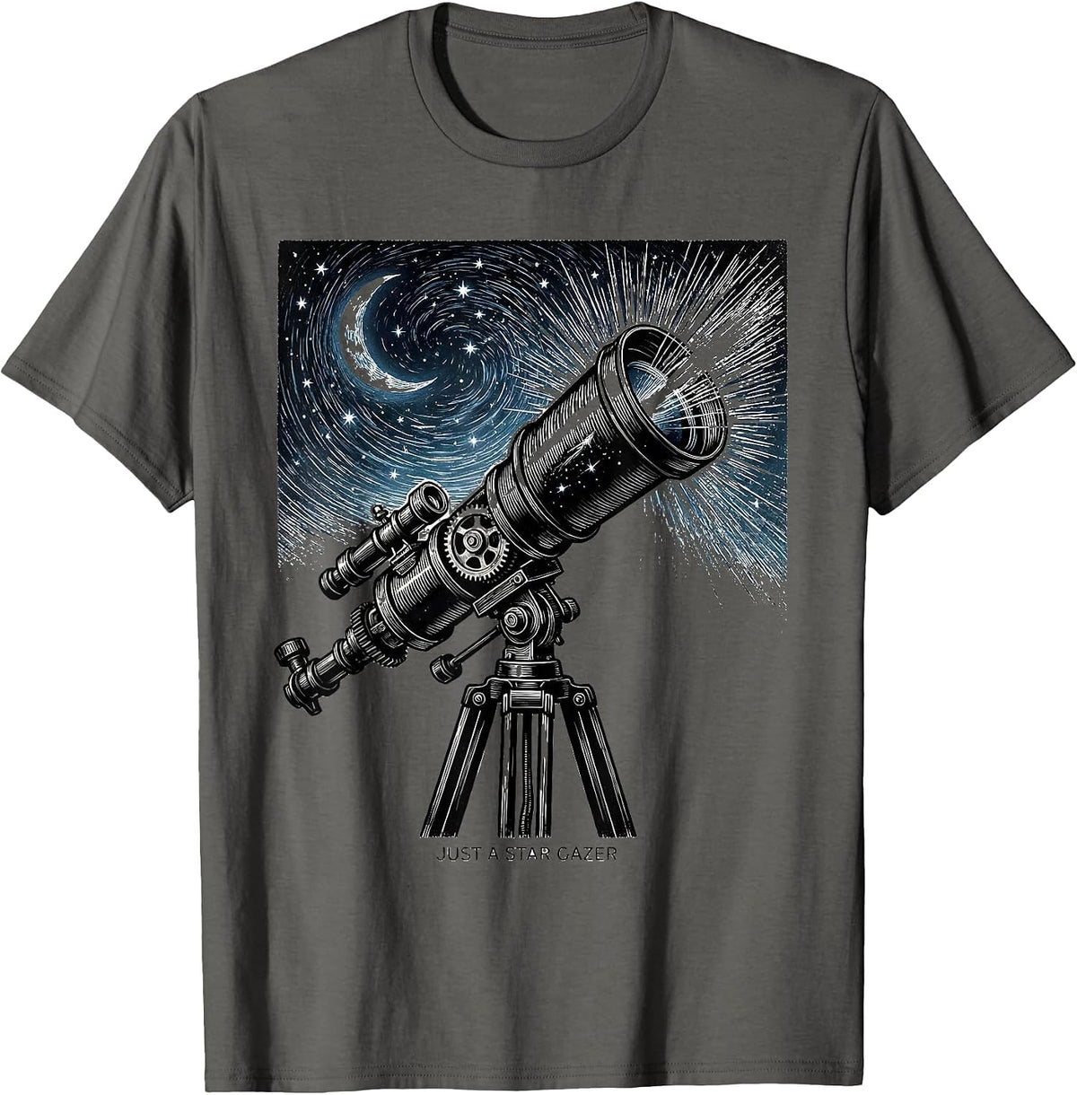 Men's Just a Star Gazer Astronomy Design T-Shirt - Asphalt Grey