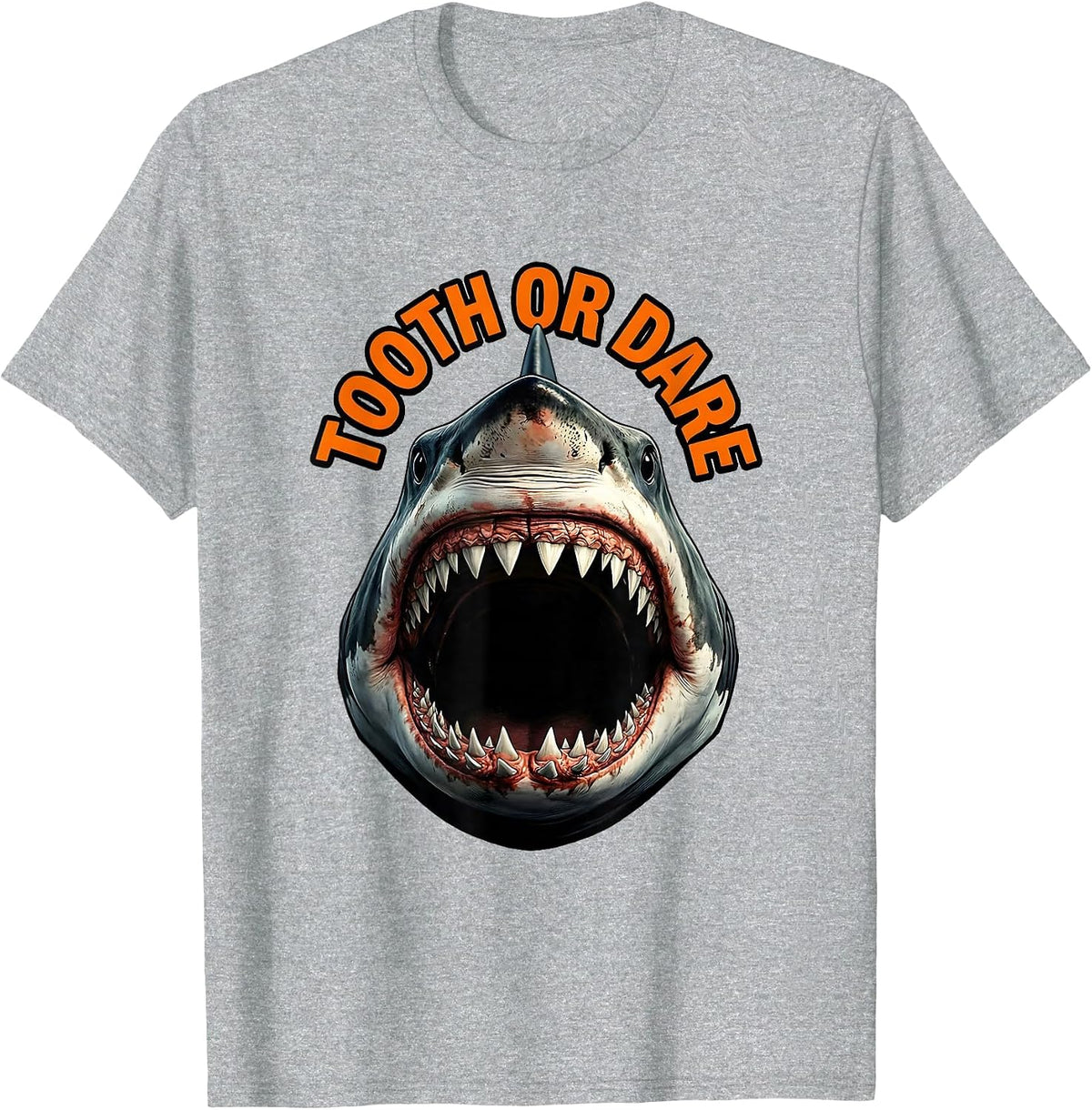 Men's Tooth Or Dare Funny Shark Jaw Halloween Costume T-Shirt - Heather Grey