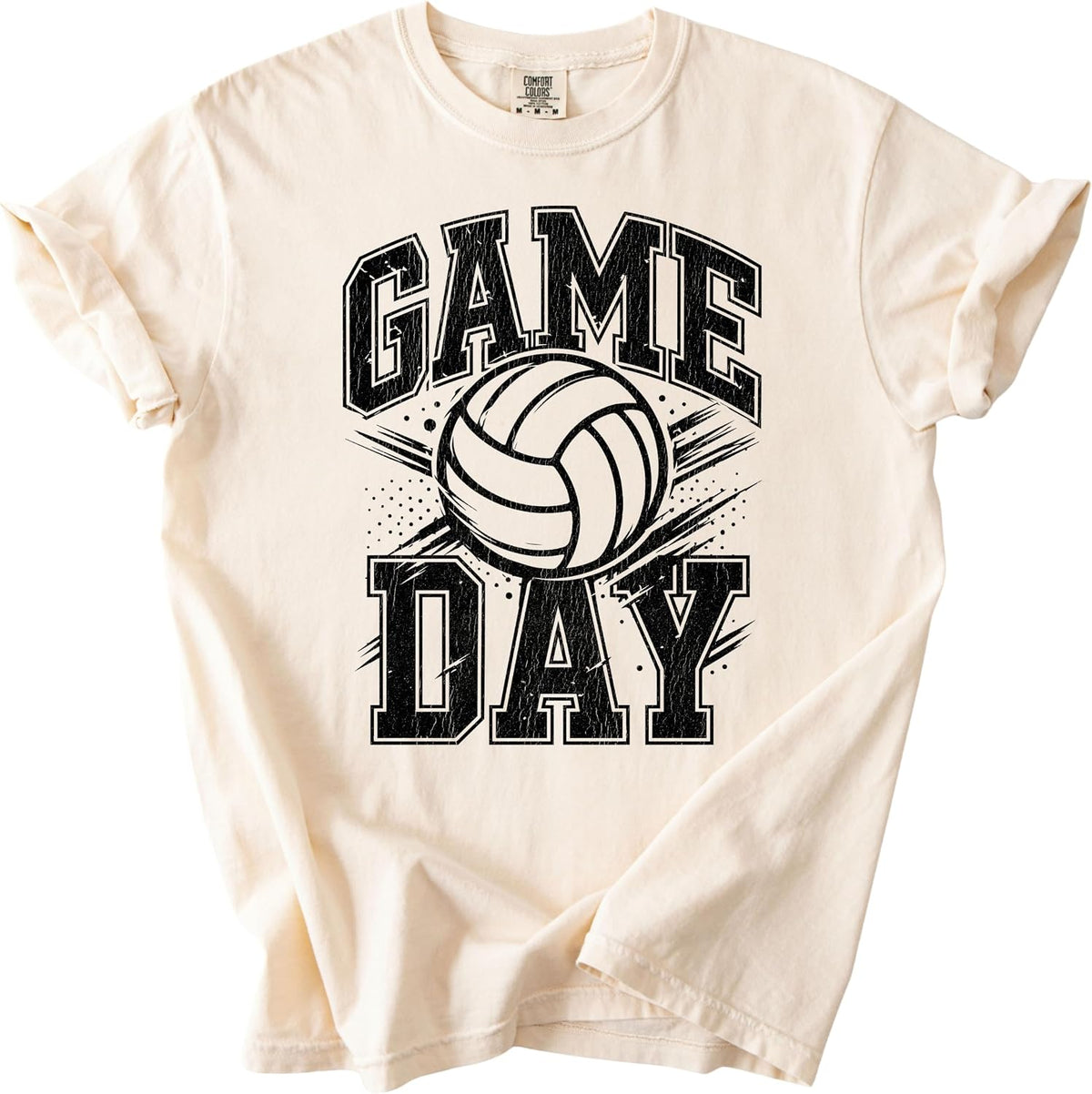 Volleyball T-Shirt, Vintage Game Day Graphic Tee, Retro Athletic Style - Ivory