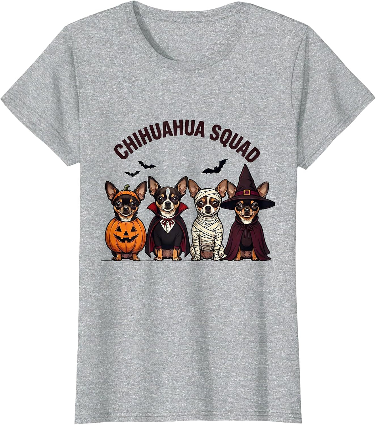 Women's Chihuahua Squad Halloween Dog Breed Squad Costume Party T-Shirt - Heather Grey