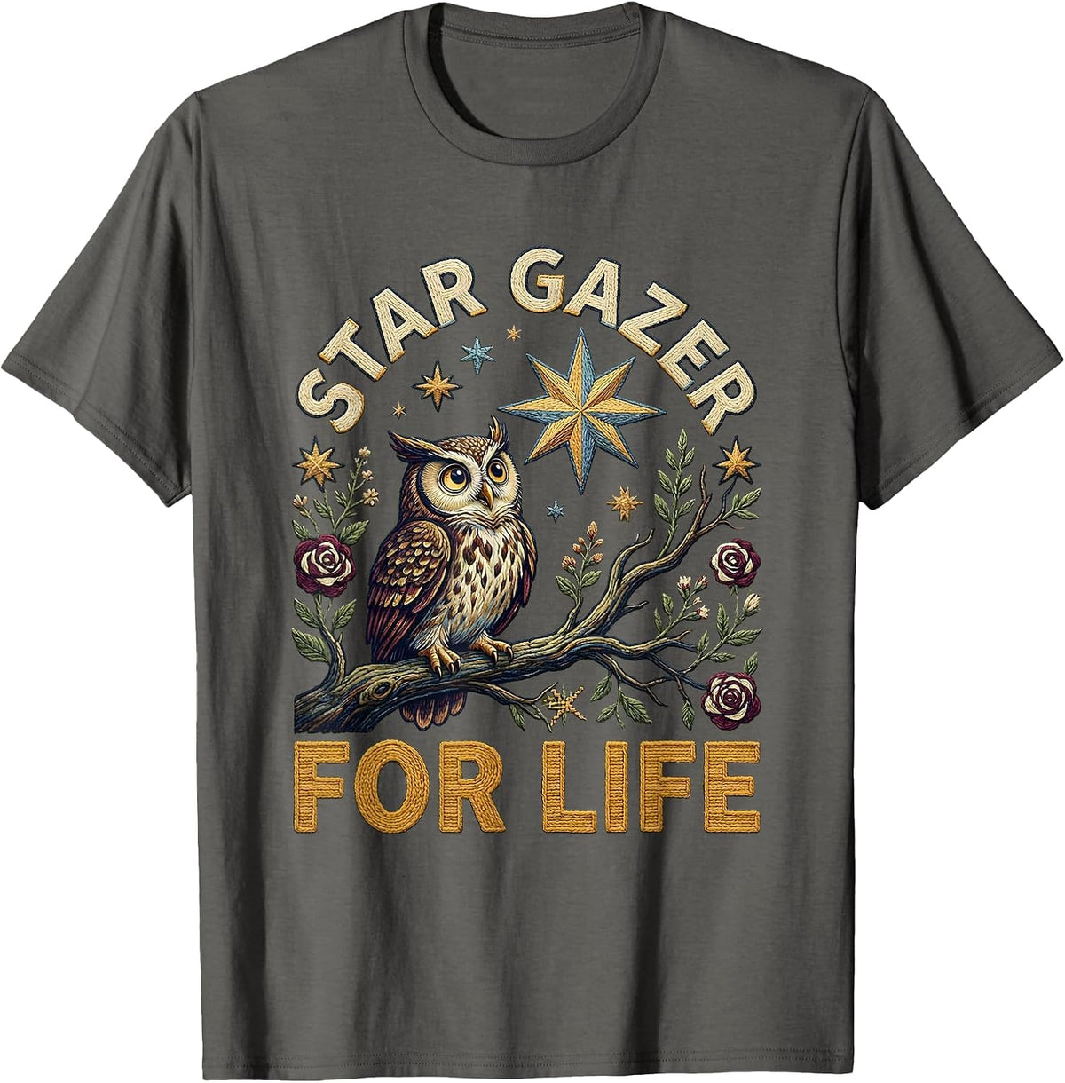 Star Gazer For Life Astronomy Design T-Shirt - Asphalt Grey