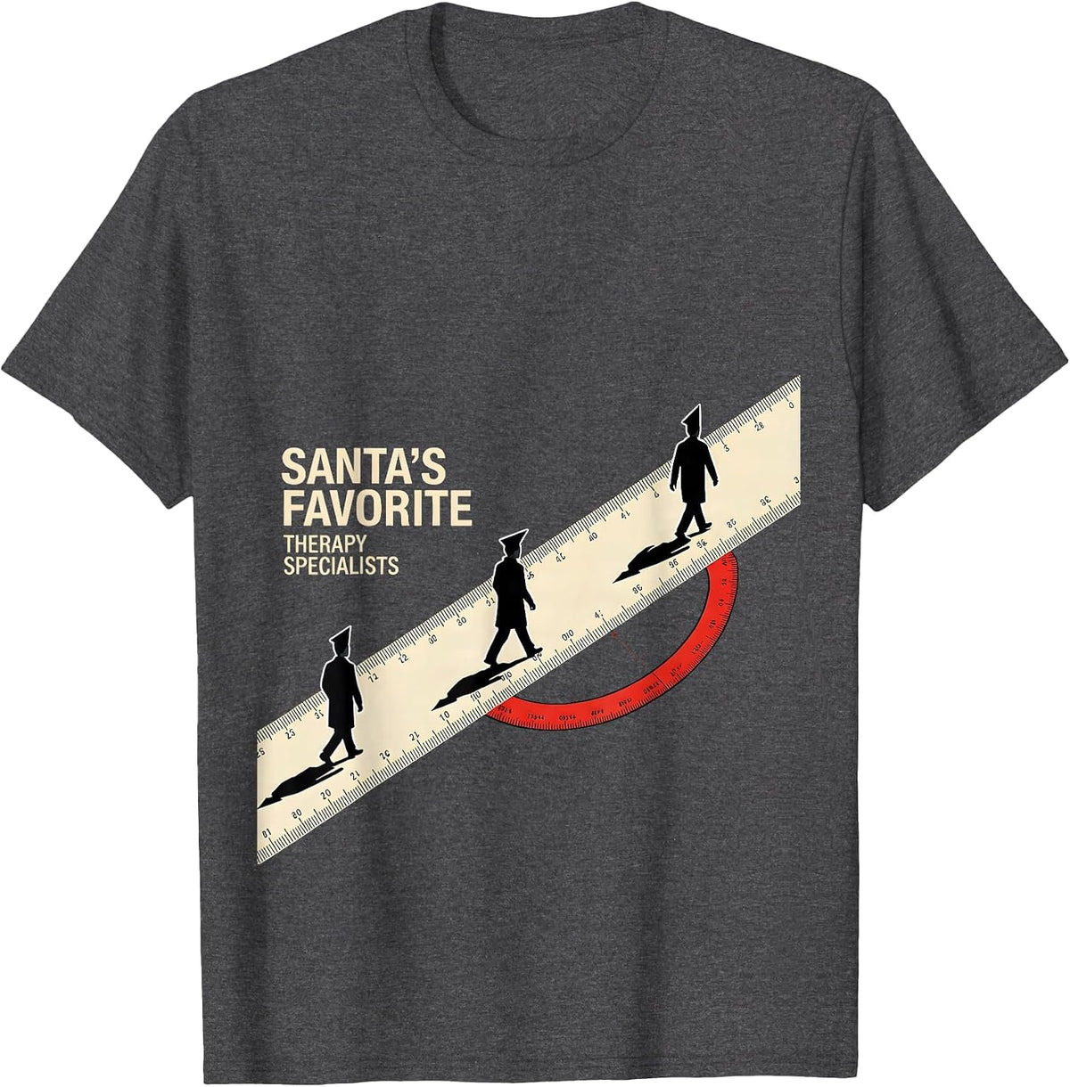 Men's Santa's Favorite Therapy Specialists Funny Physical Therapy T-Shirt - Dark Heather Grey