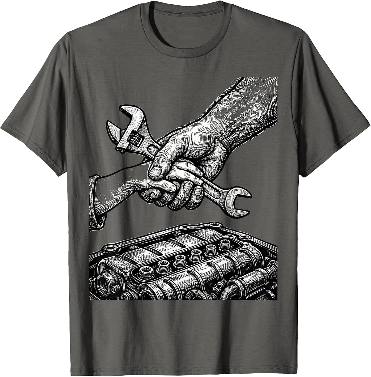 Men's Teach Kids to Change Oil Graphic Tee T-Shirt - Asphalt Grey