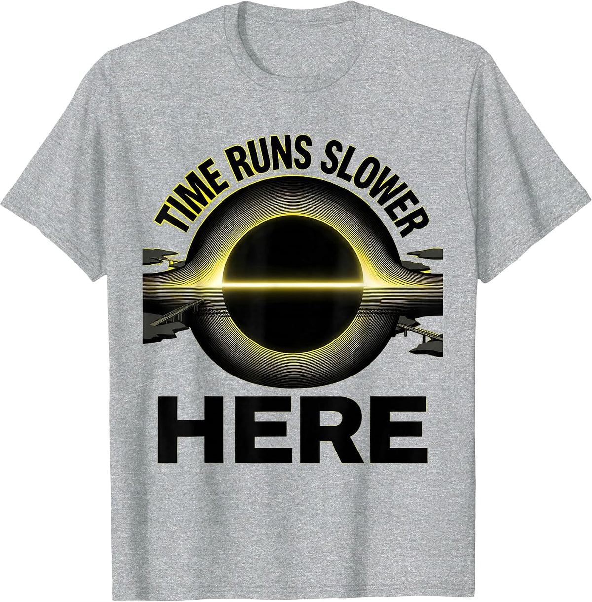 Men's Time Runs Slower Here Astrophysics Physics Science T-Shirt - Heather Grey