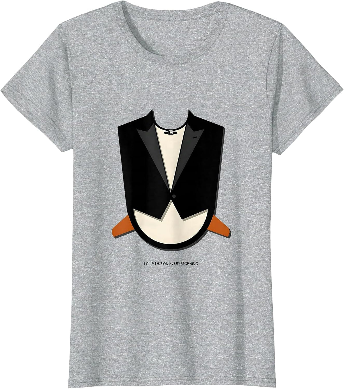 I Clip This On Every Morning Funny Penguin Lover Novelty T-Shirt - Heather Grey