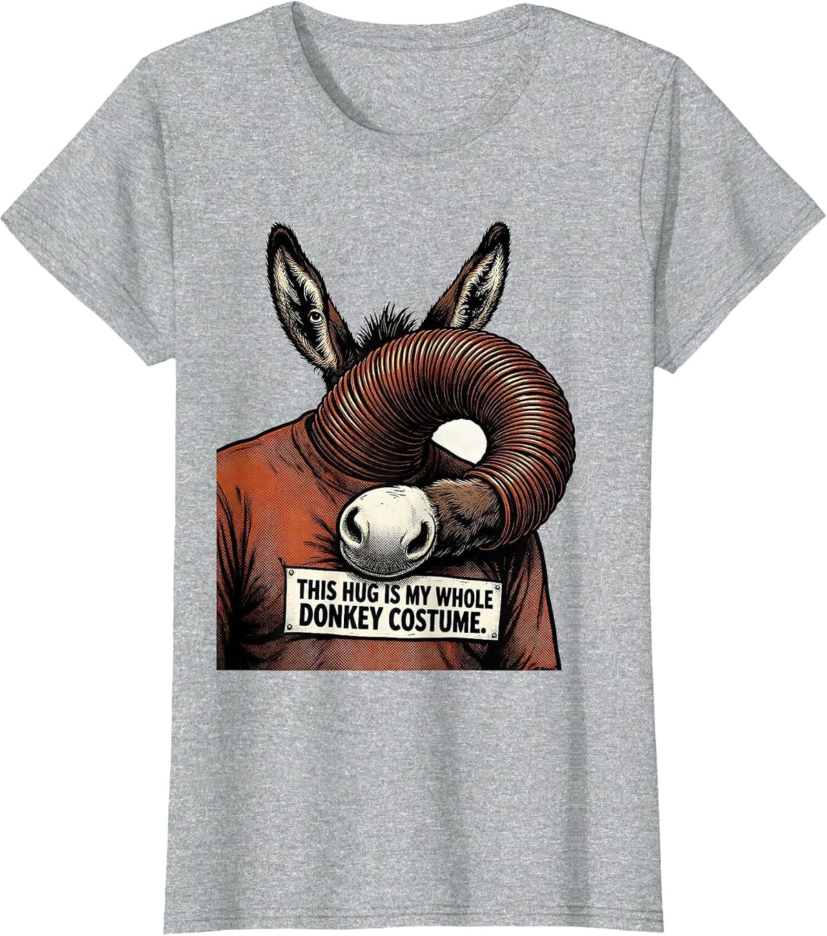 Women's This Hug Is My Whole Donkey Costume Funny Retro Cartoon Meme T-Shirt - Heather Grey