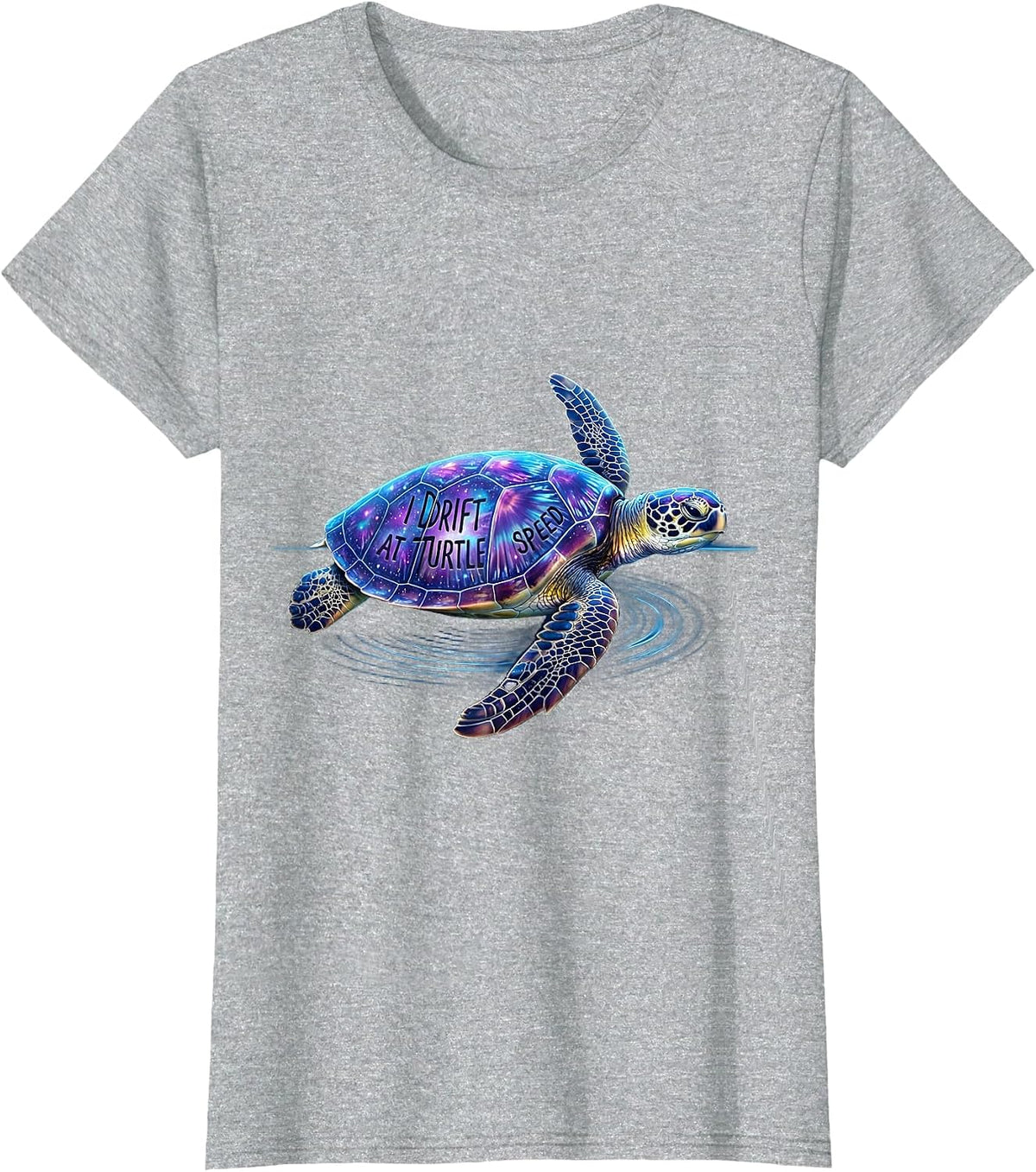 Women's I Drift At Turtle Speed Cosmic Sea Turtle Ocean Animal Lover T-Shirt - Heather Grey