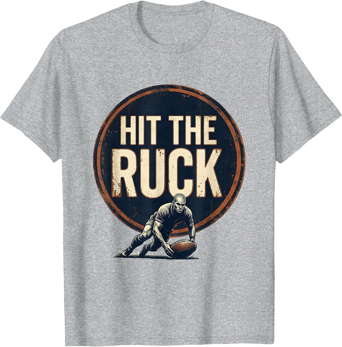 Men's Hit The Ruck Vintage Rugby Player Coach Fan Humor T-Shirt - Heather Grey