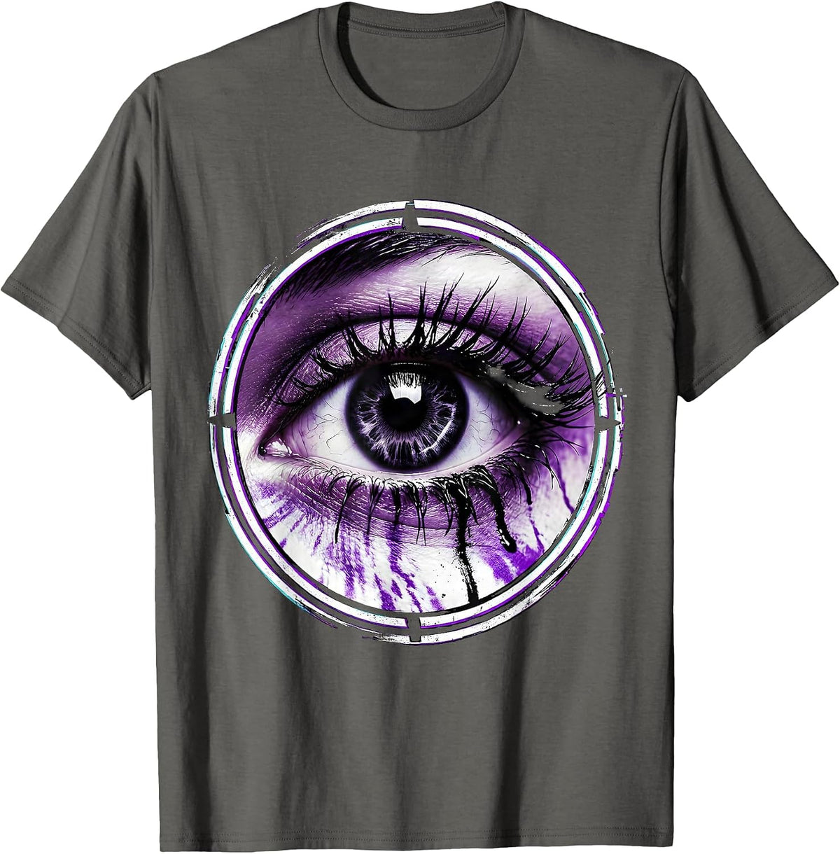 Men's Raccoon Eyeliner Smudged Eyes 2000s Graphic T-Shirt - Asphalt Grey