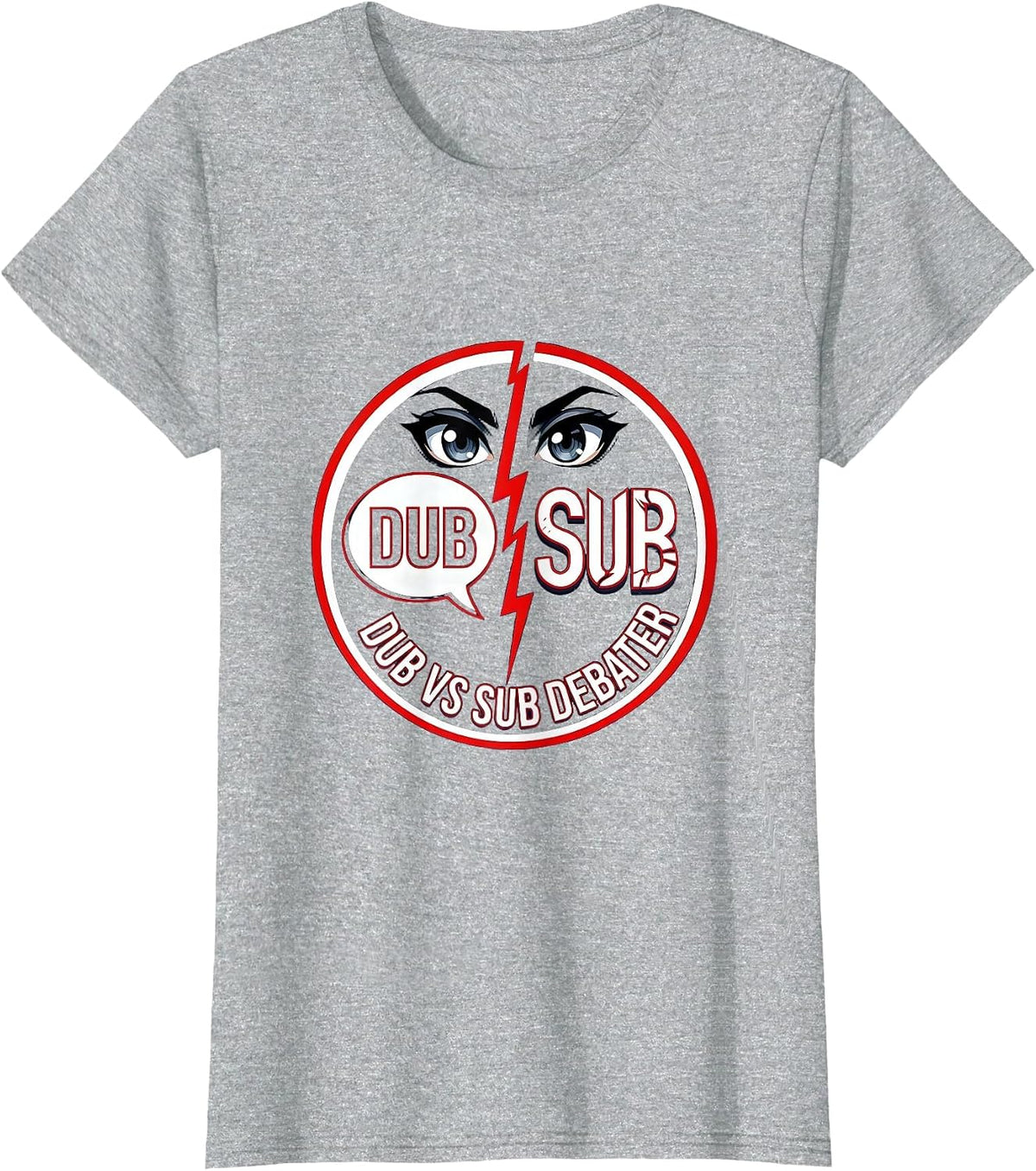 Dub vs Sub Debater Anime Fan Design T-Shirt - Heather Grey